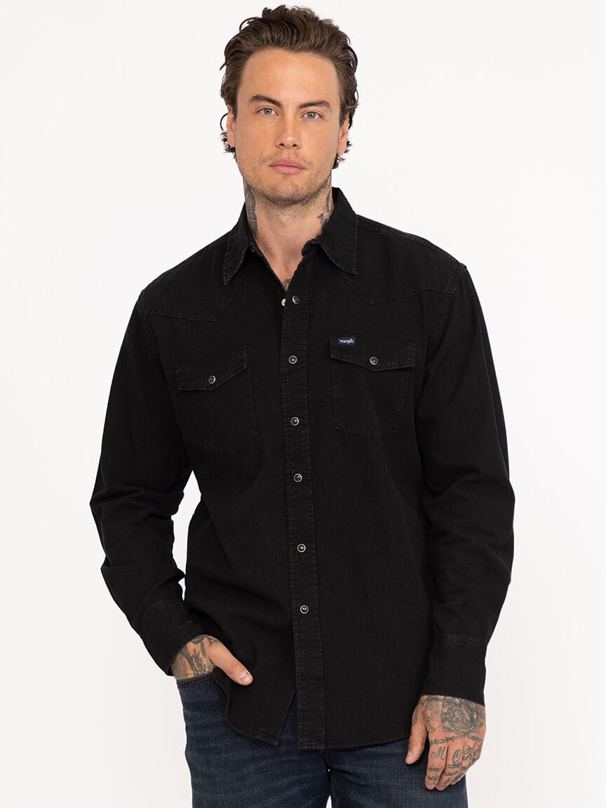Men's Black Denim Shirt