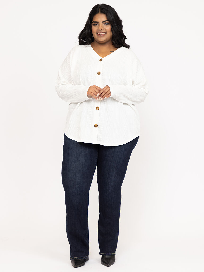 Women's Plus Dark Wash Embellished Baby Boot Jeans