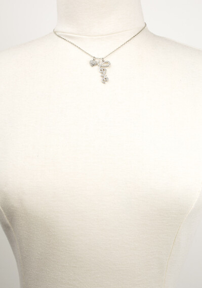 Pave Heart Love Silver Necklace Image 2