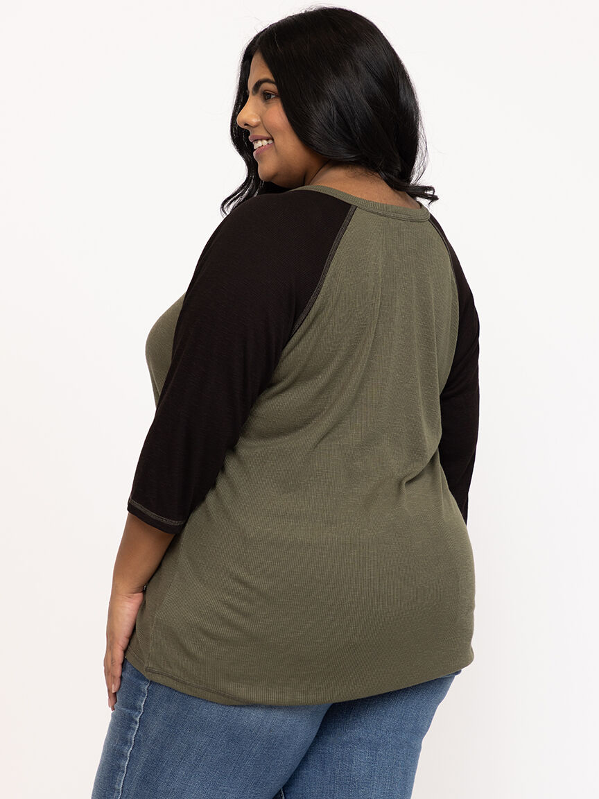 Women's Rib Baseball Henley Tee