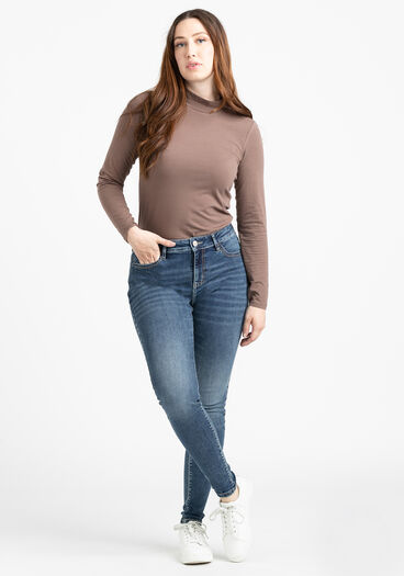 Women's 2 Tone Stitch Skinny Jeans, MEDIUM WASH