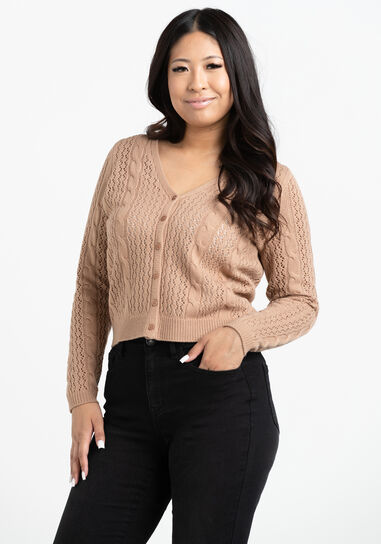 Women's Cropped Button Front Cardigan