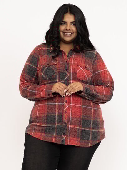 Women's Brushed Knit Plaid Shirt Women's Brushed Knit Plaid Shirt