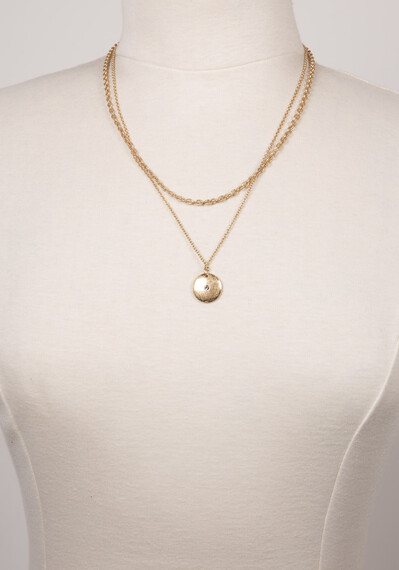 Disc Pendant Layered Chain Necklace Disc Pendant Layered Chain Necklace Image 3