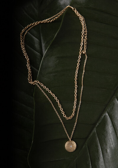 Disc Pendant Layered Chain Necklace Disc Pendant Layered Chain Necklace Image 2