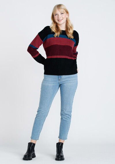 Women's Stripe Crew Neck Sweater Image 3