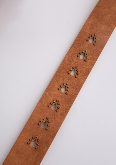 Women's Studded Perforated PU Belt Image 6