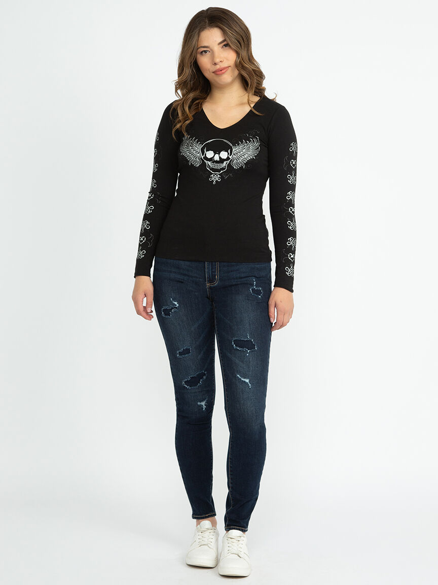 Women's Skull Long Sleeve Tee Warehouse One