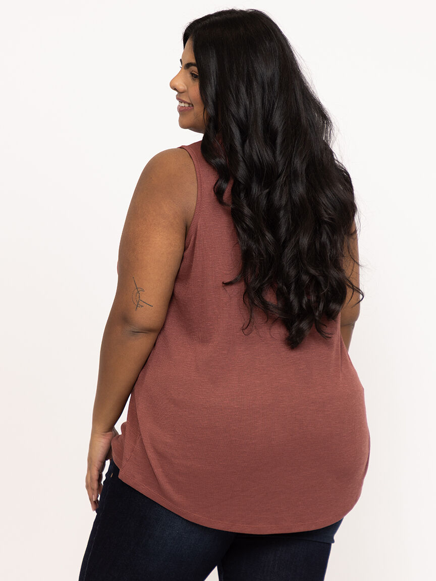 Women's Ribbed Henley Tank