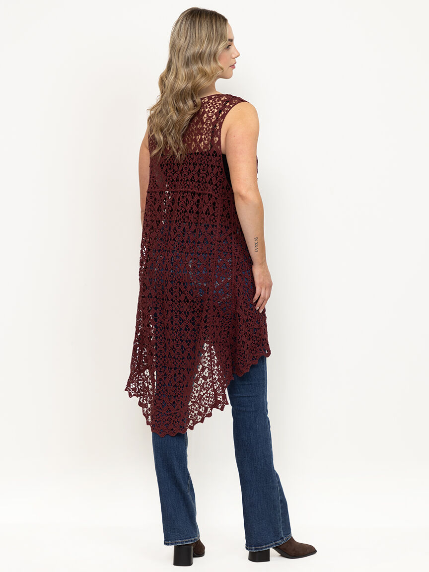 Women's Long Crochet Vest