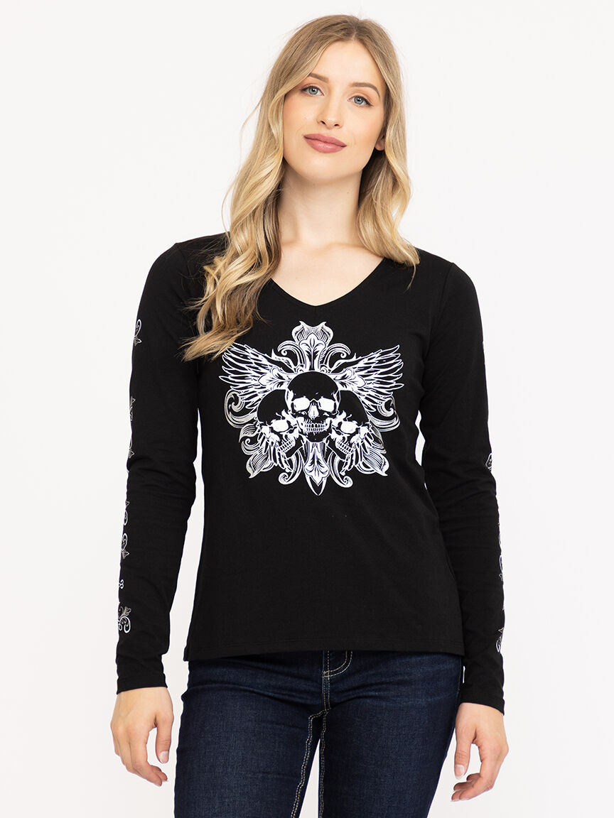 Women's Skull Long Sleeve Tee
