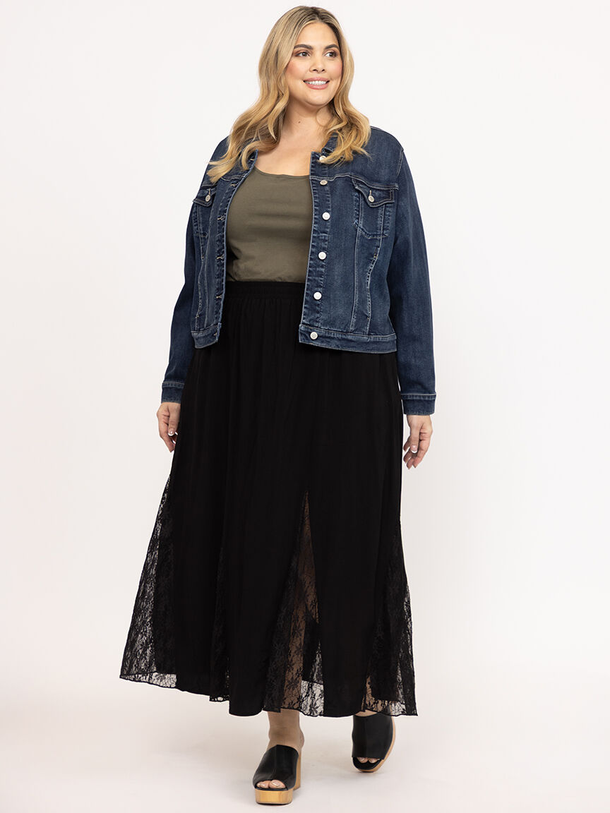 Women's Lace Insert Maxi Skirt