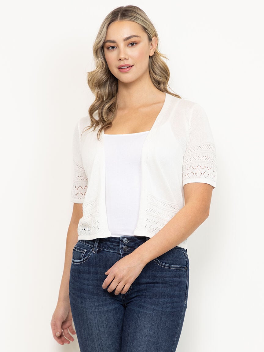 Women's Pointelle Trim Cardigan