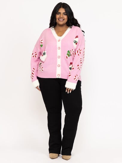 Women's Festive Button Front Cardigan Women's Festive Button Front Cardigan
