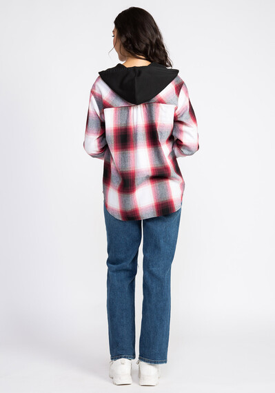 Women's Flannel Hooded Plaid Shirt Image 2
