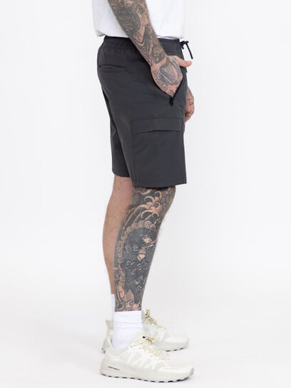 Athletic Grey Nylon Cargo E-Waist Short Athletic Grey Nylon Cargo E-Waist Short