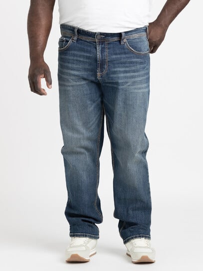 Men's Dark Wash Relaxed Straight Jeans