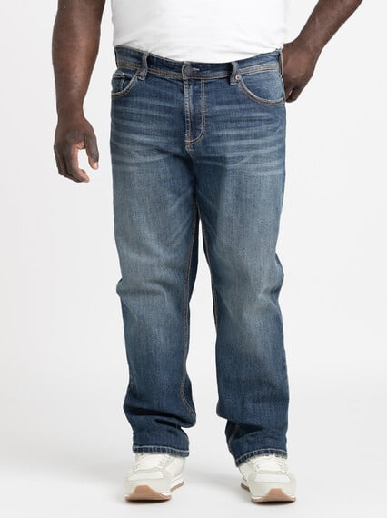 Men's Dark Wash Relaxed Straight Jeans Image 2