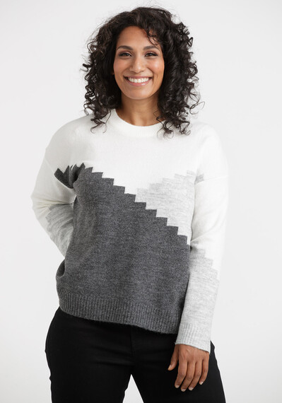 Women's Chevron Blocked Sweater Image 1