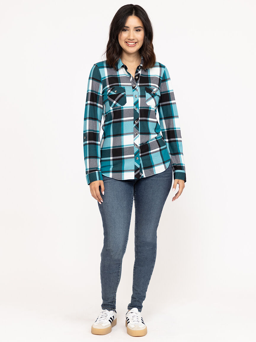 Women's Knit Plaid Hoodie