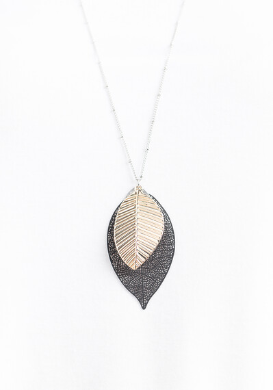 Filagree Black Leaf Stack Necklace Filagree Black Leaf Stack Necklace Image 2