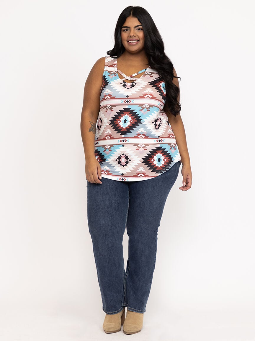 Women's Geometric Criss Cross Tank
