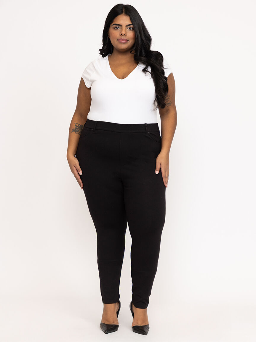 Women's Black 4 Pocket Pull-on Ponte Skinny Pant