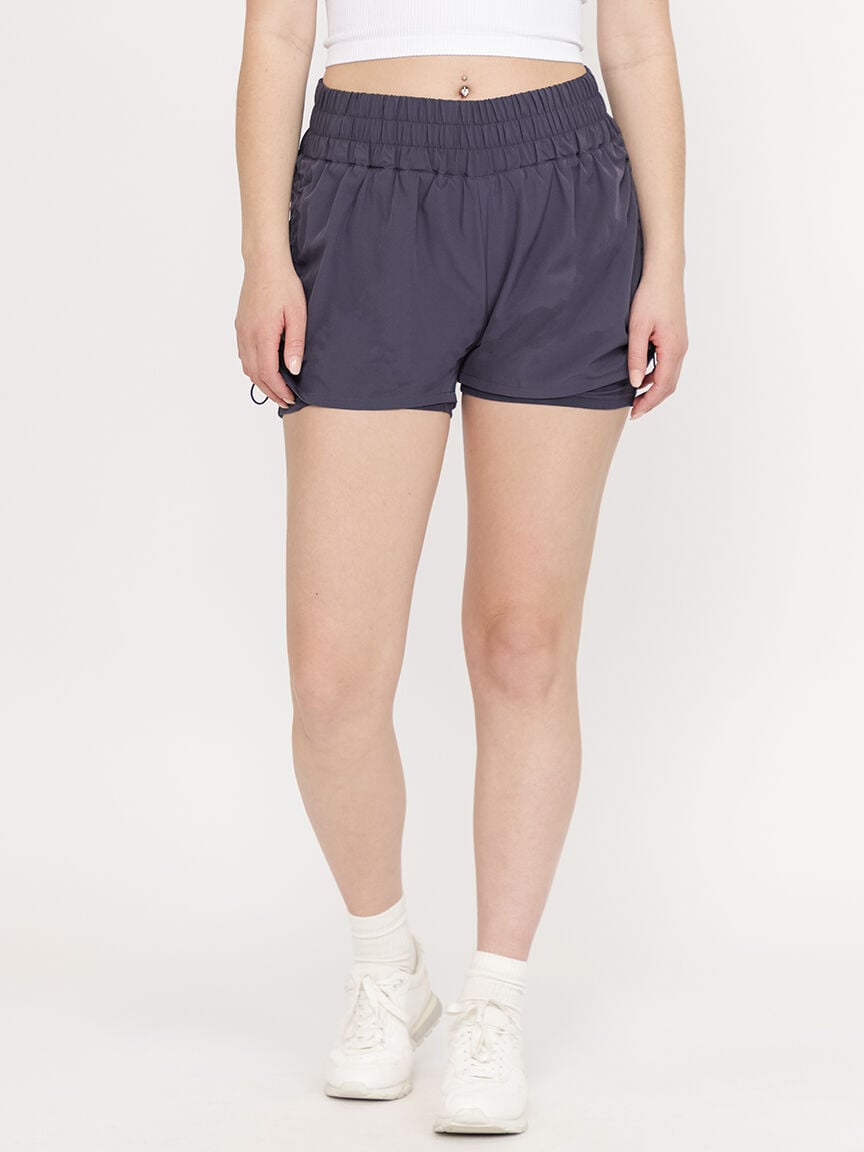 Women's Ruched Hybrid 2-in-1 Shorts