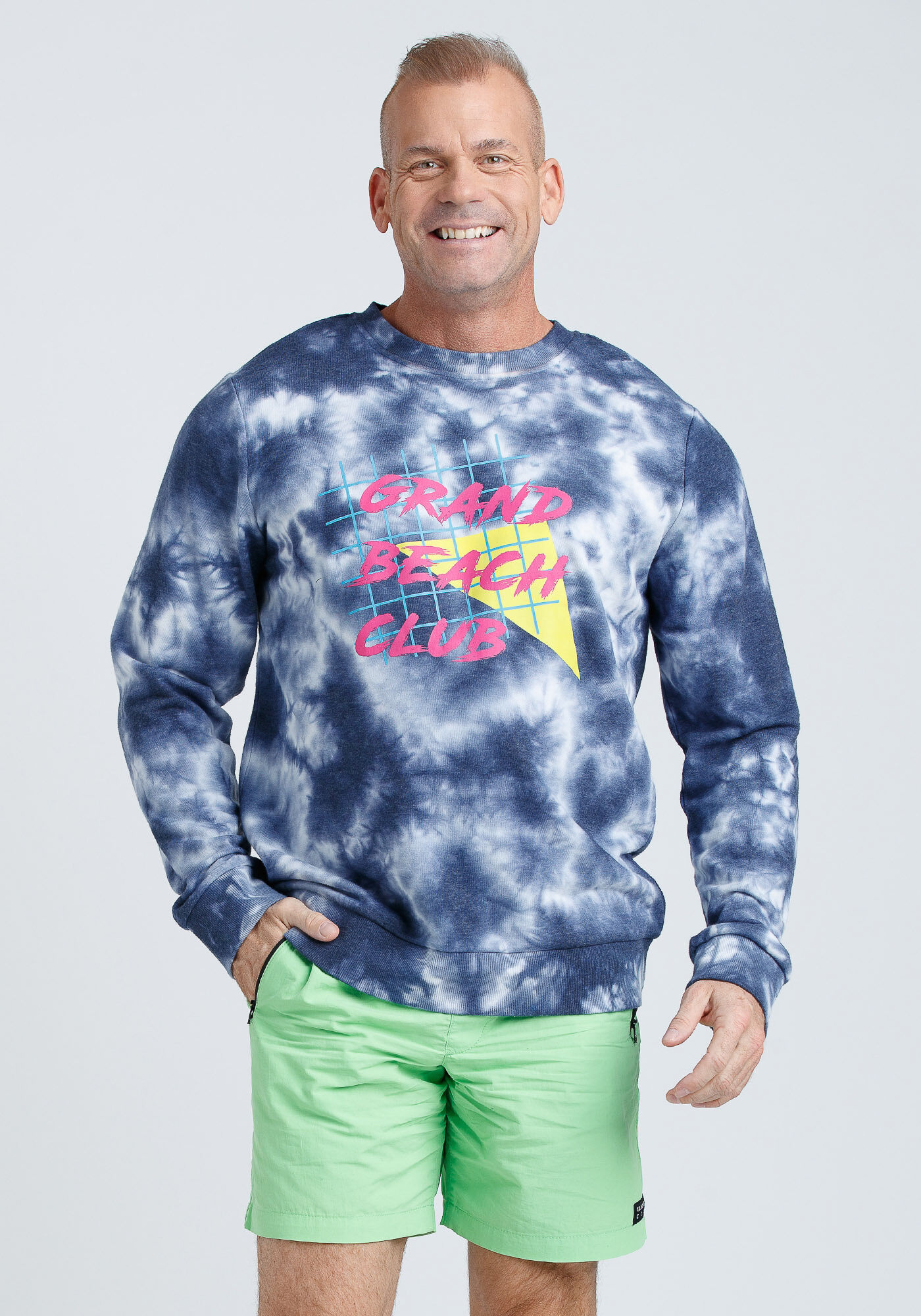 Blue and white tie dye crewneck hotsell