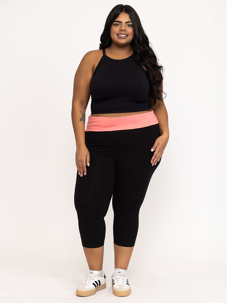 Women's Fold Over Waist Capri Legging