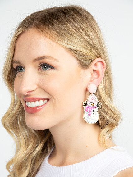 Women's Snowman Beaded Earrings Women's Snowman Beaded Earrings Image 3