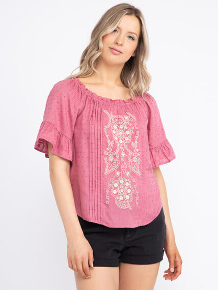 Women's Embroidered Peasant Top Image 1