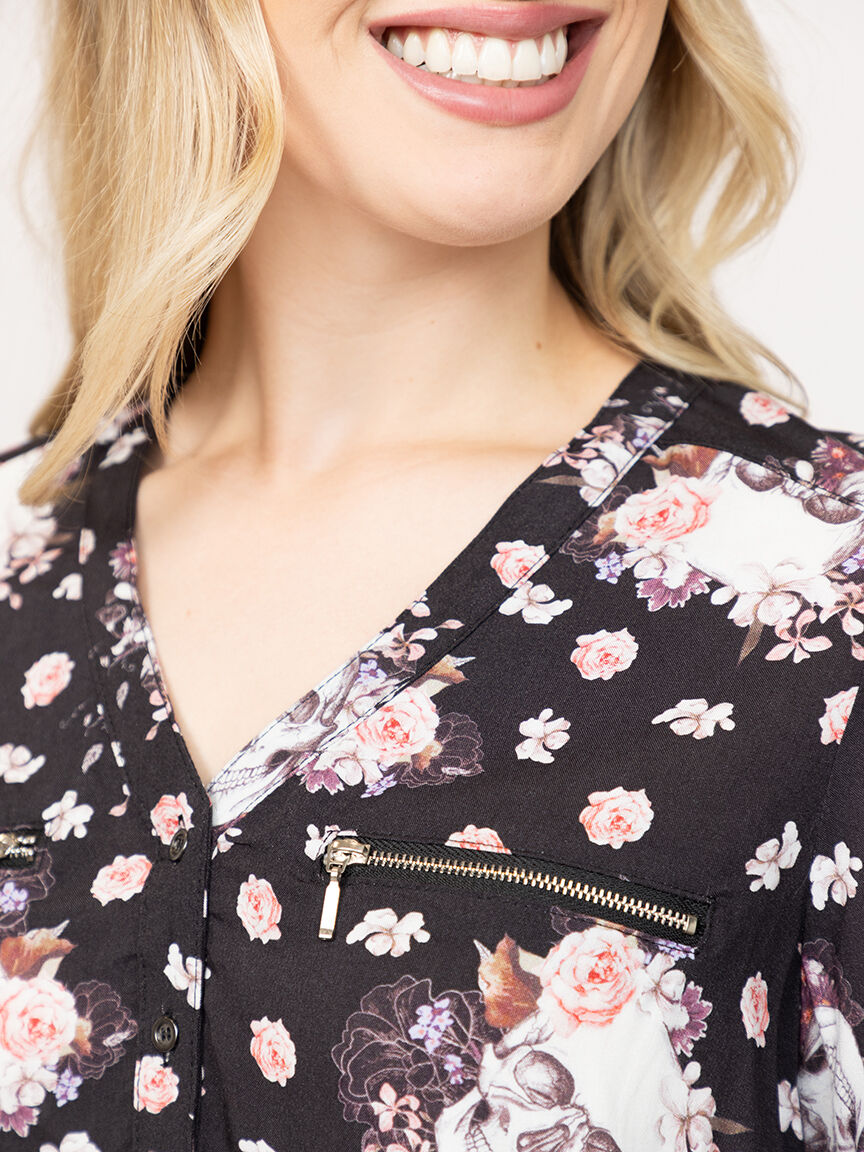 Women's Skull Floral Blouse