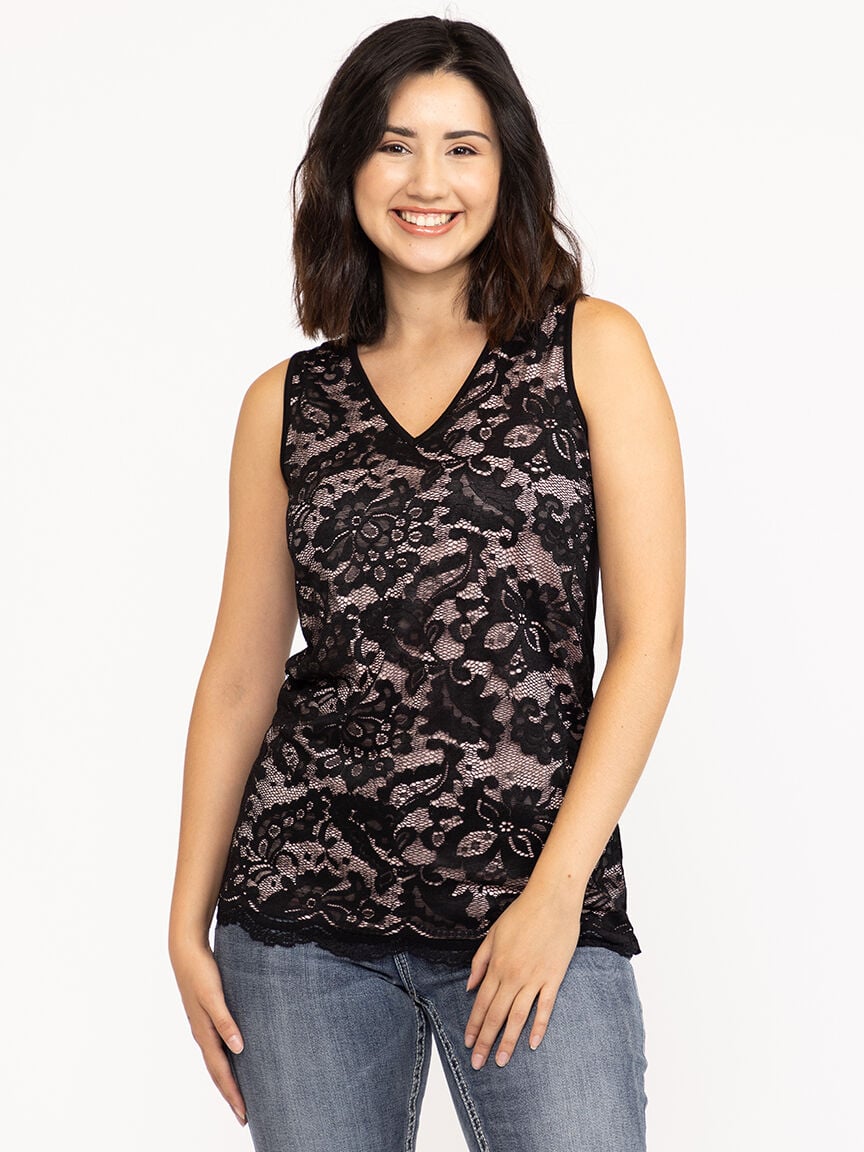 Women's Lace Overlay Tank Top