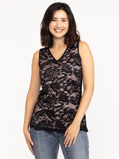 Women's Lace Overlay Tank Top Women's Lace Overlay Tank Top
