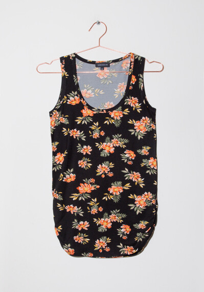 Women's Tropical Side Ruched Tank Image 4