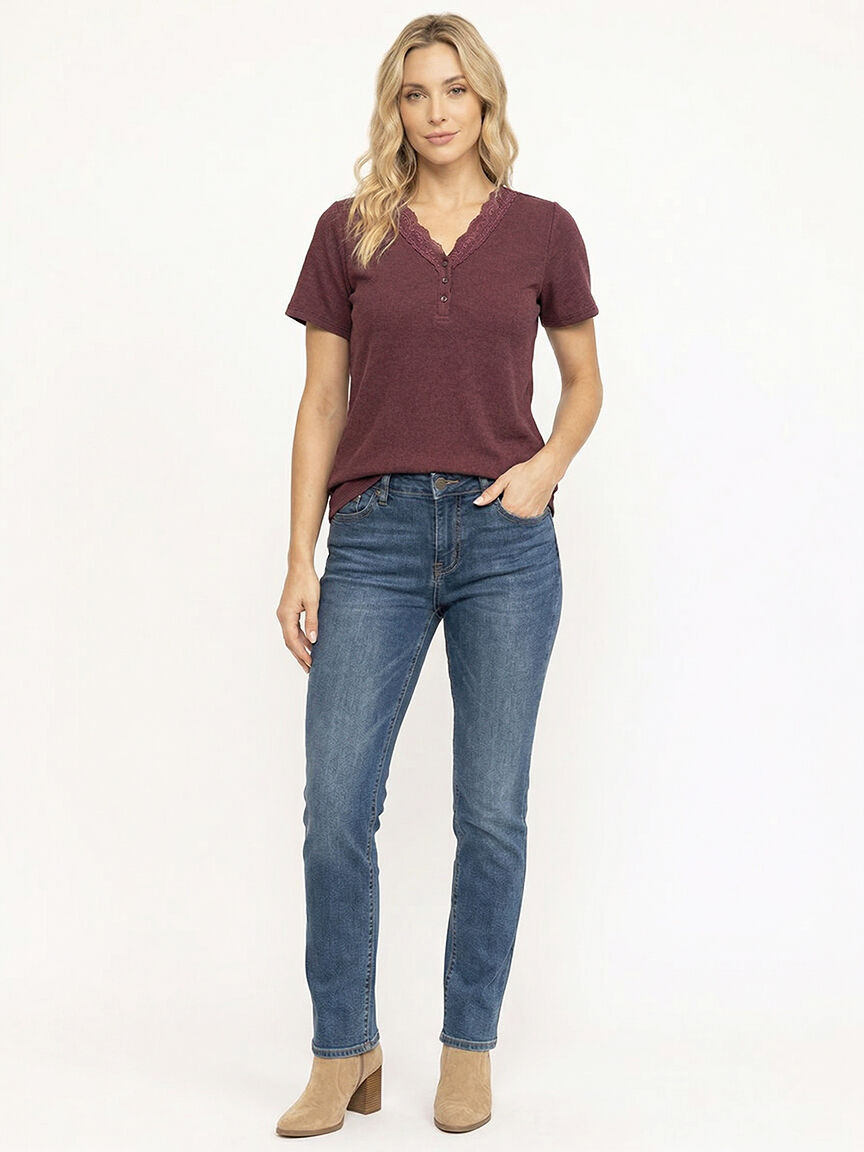 Women's Washed Rib Henley Tee