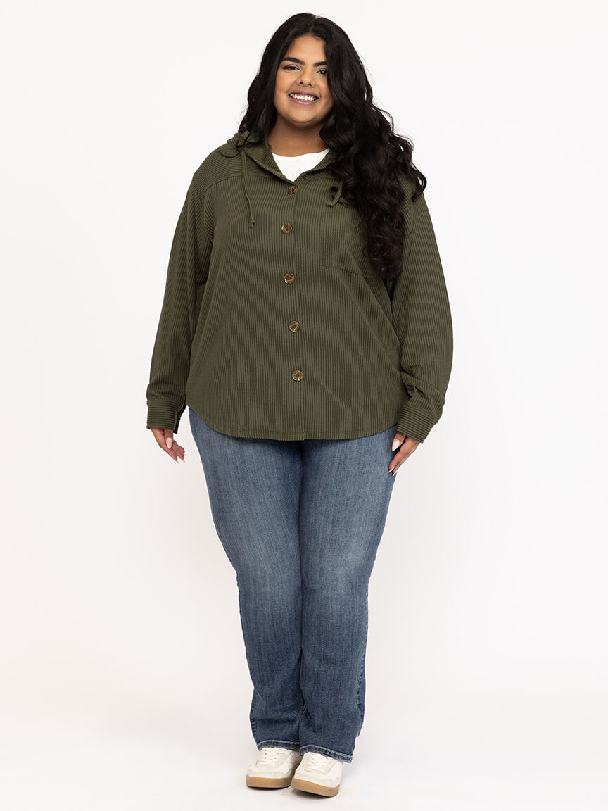 Women's Two Tone Button Front Hoodie