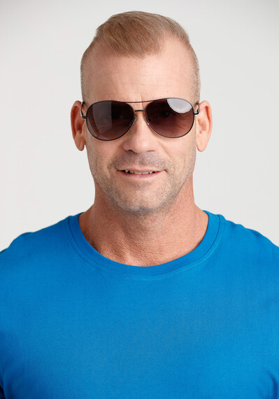 Men's Black Frame Aviator Sunglasses Image 1