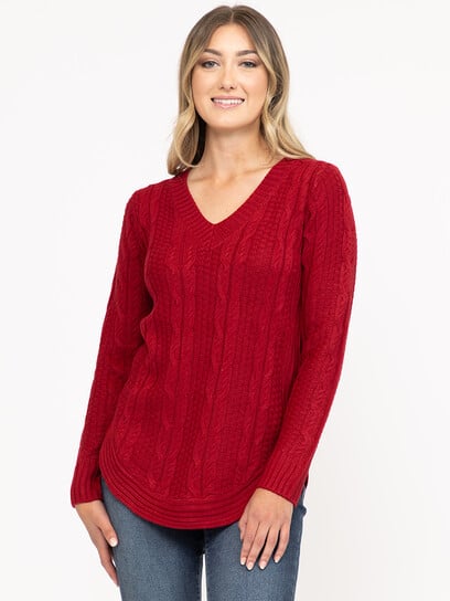 Women's V Neck Cable Tunic Women's V Neck Cable Tunic