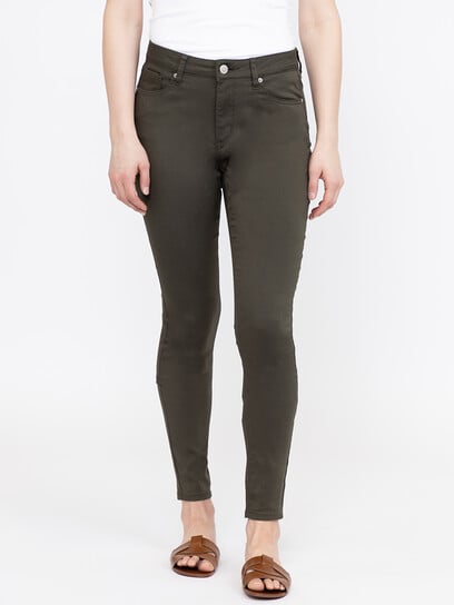 Women's Dark Olive Color Skinny Pants Women's Dark Olive Color Skinny Pants