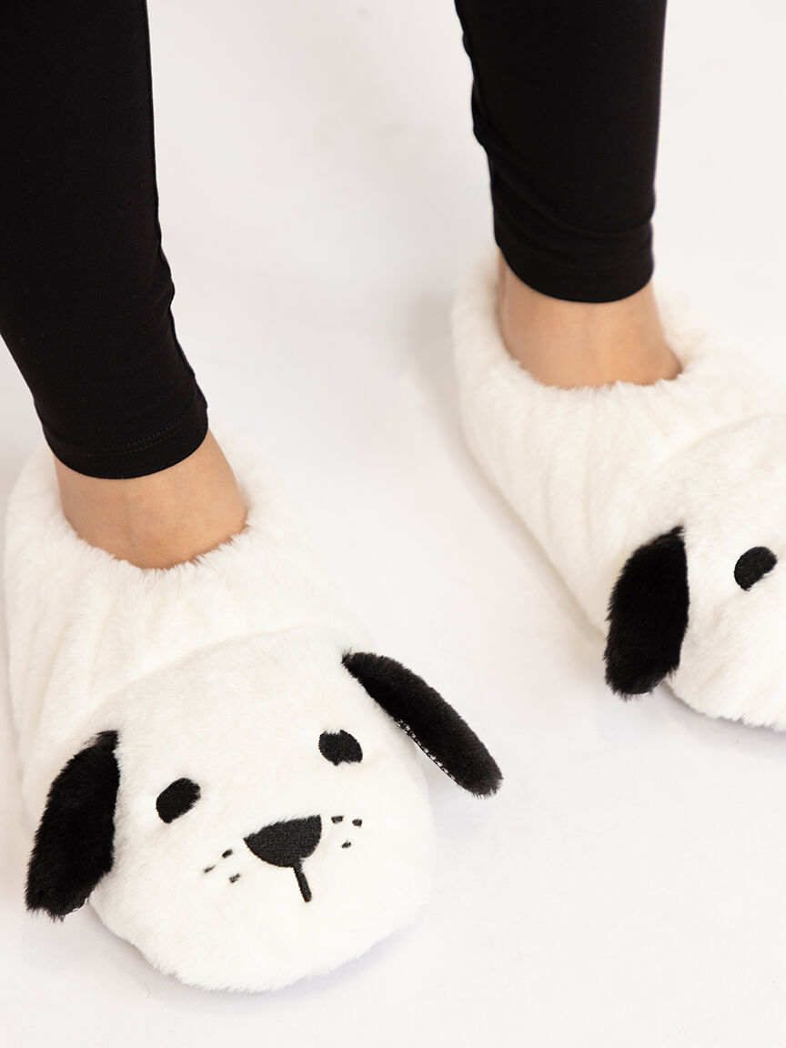 Women's White Dog Slipper