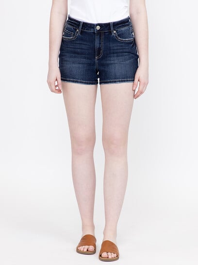 Women's Multi Thread Thick Stitch Dark Wash Shortie Women's Multi Thread Thick Stitch Dark Wash Shortie