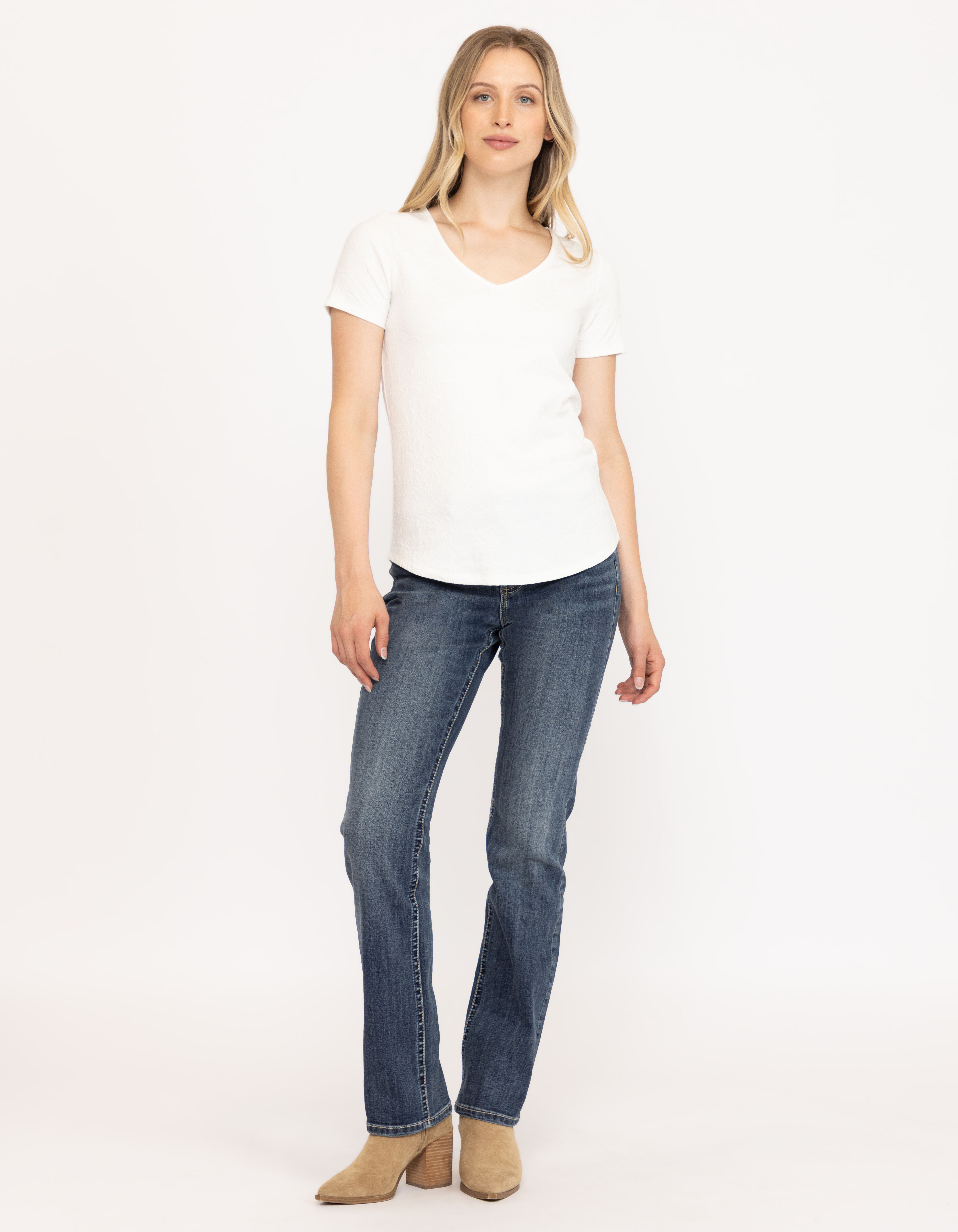 Women's Textured V Neck Tee