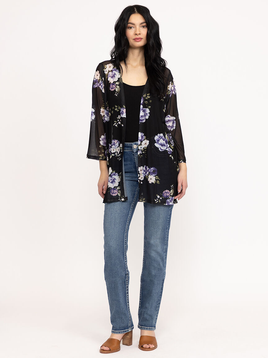 Women's Floral Mesh Cardigan