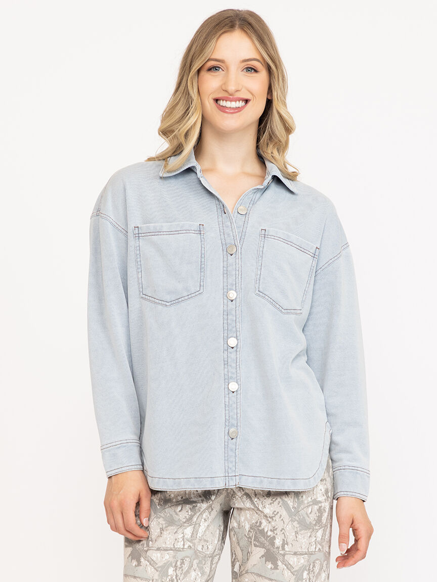 Women's Knit Denim Shirt