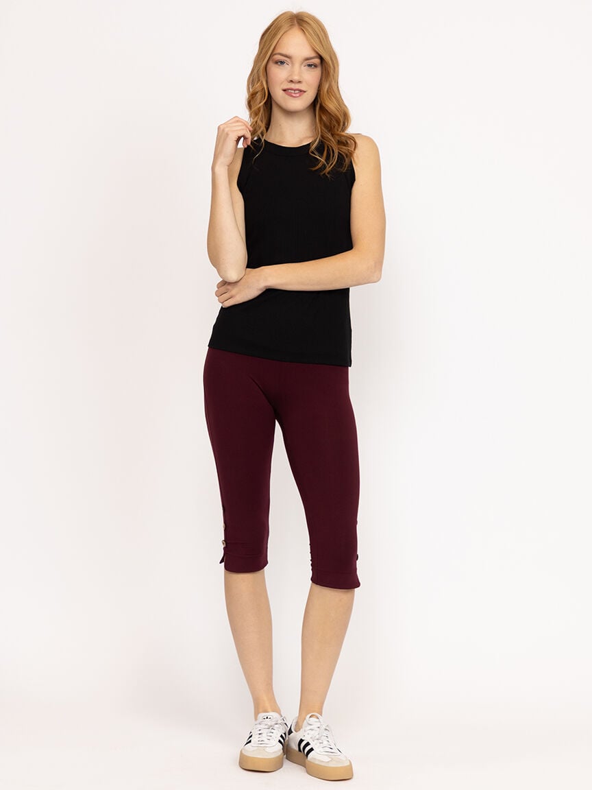 Women's Side Button Capri Legging