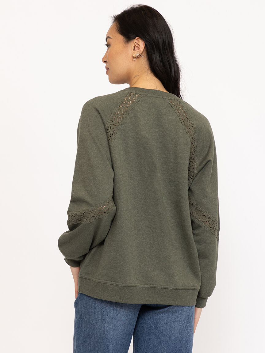 Women's Crochet Trim Sweatshirt