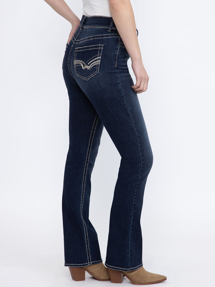 Women's Dark wash Contrast Thick Stitched Baby boot