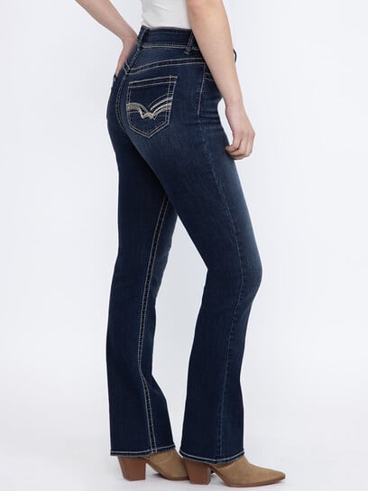 Women's Dark wash Contrast Thick Stitched Baby boot Women's Dark wash Contrast Thick Stitched Baby boot